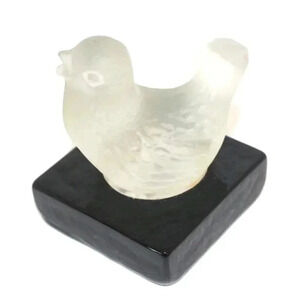 Vintage Black / Clear GLASS Bird Figure Figurine Room Decor Paperweight